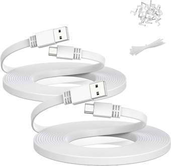 Micro USB Power Cable 30 FT (2 Pack),Flat Micro USB Charging Power Cord,Charger for Wyze Cam OG V3 Pan,Yi,Nest Cam,Blink Mini XT XT2 Outdoor 3rd Camera,Arlo Q,Zmodo,Netvue,Xbox Controller,25