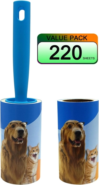 Lint Roller, 220 Sheets Extra Sticky Lint Remover for Couch Clothes Carpet Furniture, Animal Fur, Dog Cat Pet Hair, Portable Mini Stick Roller for Daily Cleaning Tool, 1 Handles, 2 Rollers