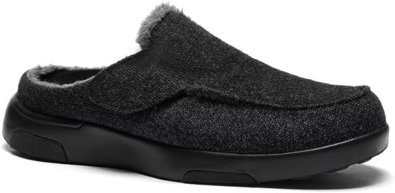 Mens Arch Support Slippers for Plantar Fasciitis Flat Feet, Comfortable Orthopedic Walking Shoes, Winter Warm Slip On Loafers for Foot and Heel Pain Relief