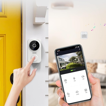 Video Doorbell, Smart Wireless Doorbell Camera with Speaker & Microphone, 2.4G WiFi, 60 ° Viewing Angle, HD Infrared Night Vision, Security Door Doorbell for Home Office