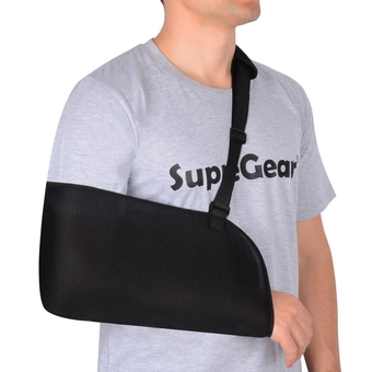 Arm Sling, Adjustable Mesh Shoulder Immobilizer Arm Sling for Shower Breathable Medical Shoulder Elbow Support for Women Men, Fits Left/Right Arm, Black