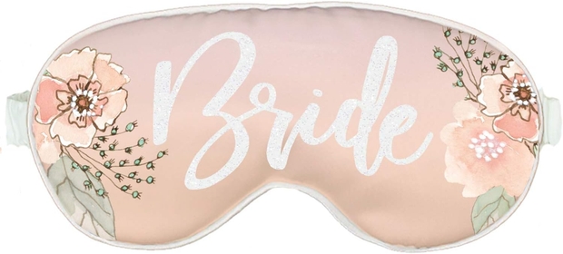 Bride Sleep Mask - White Glitter Glam Bride Floral Blush Eye Mask - Honeymoon Gift Mask(BlshFloral WhtGlmBrd)
