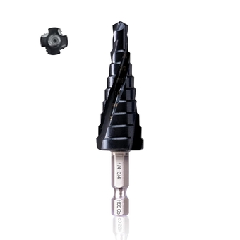 1/4"-3/4” M35 Cobalt Step Drill Bit, Three Spiral Flutes Hex Shank Unibit Drill Bits for Metal, Stainless Steel, Aluminum, Wood, Plastic. 9 Sizes