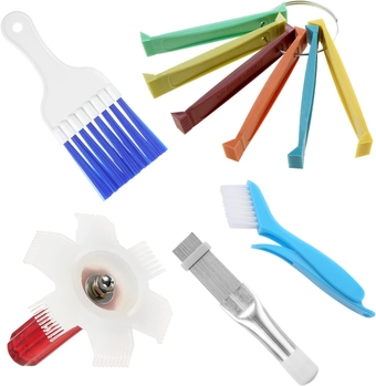 5PCS Air Conditioner Fin Comb Cleaner kit, Radiator Condenser Fin Comb, FCR6 Fin Comb Tool, Stainless Steel Air Conditioner Condenser Fin Comb, Blue Folding Brush for AC Evaporator Radiator