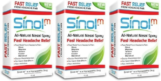 Headache Relief Spray, Over-The-Counter Medication Nose Spray for Migraine Cluster Tension, Sinus Relief & Nasal Decongestants, 15 ml (Pack of 3)