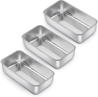 Loaf Pan for Baking Bread, 9 x 5 Inch Stainless Steel Baking Loaf Pans, Metal Bakeware for Bread Meatloaf Cake Brownies, Healthy & Non Toxic, Easy Release & Dishwasher Safe - Set of 3