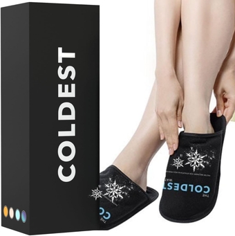 THE COLDEST WATER Ice Pack Slippers - Reusable Gel Ice Packs Slippers for Arthritis Feet/Plantar Fasciitis/Foot Injuries/Chemo/Swelling & More - Hot/Cold rapy Foot Wraps for Pain Relief (2 Pack)