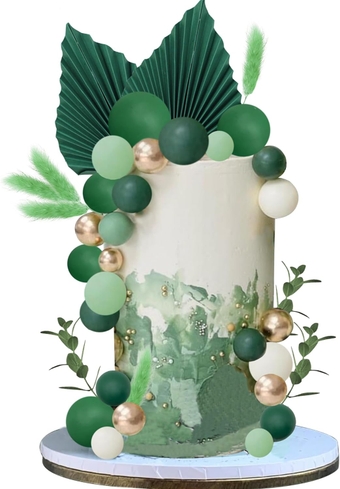 Flower Cake Topper Gold Palm Leaves Balls Cake Decoration for Baby Shower Birthday Party (rose flower)