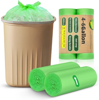 Small Trash Bags 4-6 Gallon,  Biodegradable Trash Bags, 0.87Mil, 70 Counts Small Garbage Bags, Unscented, Ultra Thick, Expanded Size 4 Gallon Trash Bag for Bathroom Kitchen Office and Car