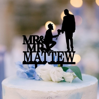 Mr & Mr Cake Topper Gorgeous Love Wedding Cake Topper Custom Rustic Acrylic Mr And Mr Gay Cake Decor For Wedding Bridal Shower Party Anniversary, Black Acrylic