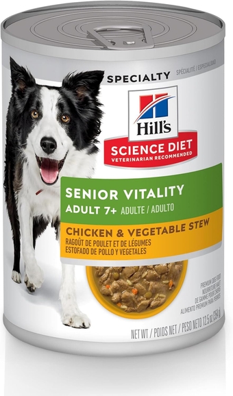 Adult 7+ Senior Vitality Wet Dog Food, Chicken & Vegetable Stew, 12.5 oz. Cans, 12-Pack