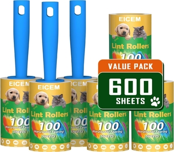 Lint Rollers for Pet Hair Extra Sticky, 600 Sheets Mega Value Set Lint Roller with 3 Upgraded Handles, Pet Lint Roller for Clothes, Furniture, Couch, Carpet, Dog Cat Hair Remover
