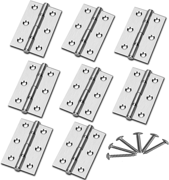 8 Pack Folding Butt Hinges, Stainless Steel Hinge Cabinet Hinges Cabinet Door Hinges Folding Butt Hinges for Home Kitchen Furniture Hardware