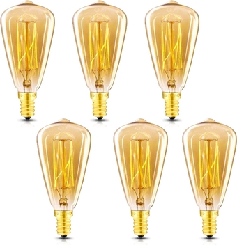 Vintage Edison Light Bulbs, E12 Candelabra Light Bulbs, 60W Dimmable Incandescent Bulb, 110-130v, Amber Warm,ST48 Squirrel Cage Filament Edison Bulb,Light Fixtures Decorative 6-Pack