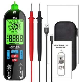 Digital Multimeter,Rechargeable Multimeter Tester Smart Volt Meter, Voltage Tester Handheld Multimeter with LED Flashlight,VFC Capacitance Diode AC DC Voltage