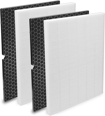2 Pack 116130 Replacement Filter H for Winix 5500-2 Air Purifier, 2 Pack HEPA Filters and 2 Pack Activated Carbon Filter Combo Pack