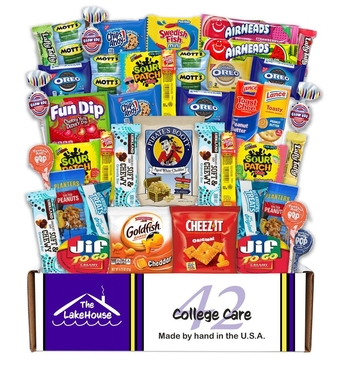 College Care Package Snack Box - 42 Count - Snack Packs for Boys Girls Men Women Students Soldiers - Back to School Care Packages for College Students - Gift Basket - Snack Boxes from