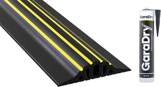 1 ¼” High Garage Door Threshold Seal Kit 20'3" Length | Flexible PVC | Complete Kit Includes 2 Adhesives | GaraDry