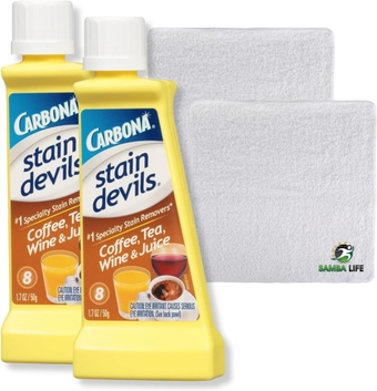 Laundry Stain Remover for Clothes Messy Eater Stain Treater Kit Includes 2X Carbona Stain Devil 1.7oz and 2x   Washcloth. Compatible with Shout Stain Remover (Wine, Tea, Coffee & Juice)