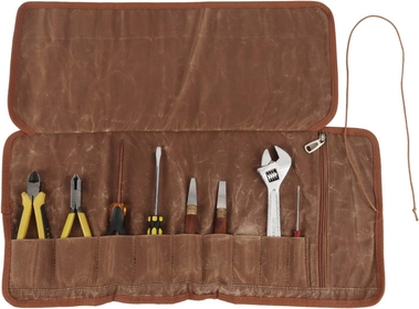 Vintage Canvas Tool Roll 10 Pocket Wrench Bag Pliers Holder Screwdriver Pouch