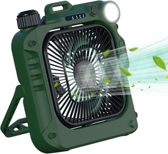 Table Fan,10000mAh Rechargeable Camping Fan with Light,Camping Tent Fan with Hook,Shaking Head Desk Fan Portable Camp Fan for Outdoor Camping,Fishing,Beach,Office,Courtyard (Green)