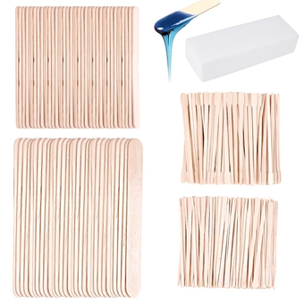 Wax Strips and Sticks Kit, 400Pcs Assorted Wooden Wax Sticks Wax Spatulas, Eyebrow Wax Applicator with 100 Non Woven Waxing Strips for Hair Removal Spa Home Women Men Body Leg Eyebrow Skin