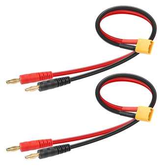 14AWG XT30 to Banana Connector 2PCS 1FT/30CM XT30 Male Plug to 4mm Banana Male Battery Charge Lead Adapter Cable for RC Charge Helicopter Quadcopter Lipo Battery