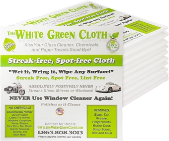 The White Green Cloth Reusable Cleaning Cloths - Pack of 10 - White Cleaning Rags Eco Friendly Cleaning Supplies - Streak Free Wash Cloths - Premium Cleaning Towels for Glasses, Cars Windows & More