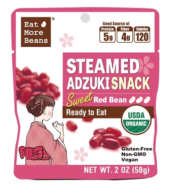 【Flavored】 STEAMED ADZUKI SNACK -Sweet Red Bean (Organic Red , Organic Sugar) USDA Certified Healthy Vegan Snacks Ready to  Fully Cooked- Box of 10 packs (Sweet Red Bean)