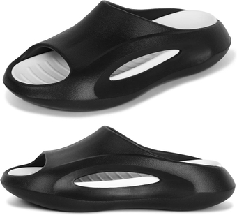 Mens Sport Recovery Sandals with Comfortable Plantar Fasciitis Arch Support, Orthotic Open Toe Sport Slides Thick Cushion Waterproof Lightweight Casual Athletic Sandals