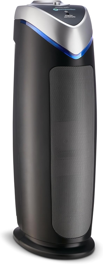 Air Purifier with HEPA 13 Filter, Removes 99.97% of Pollutants, Covers Large Room up to 743 Sq. Foot Room in 1 Hr, UV-C Light Helps Reduce Germs, Zero Ozone Verified, 22", Gray, AC4825E