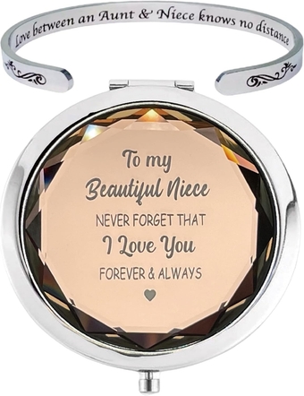 Gift for Niece from Aunt, Niece Compact Mirror Champagne, Niece Bracelet from Aunt, To My Niece Gift, I Love My Niece, To My Niece Bracelet, Niece Mirror, Gift for Niece Birthday Christmas