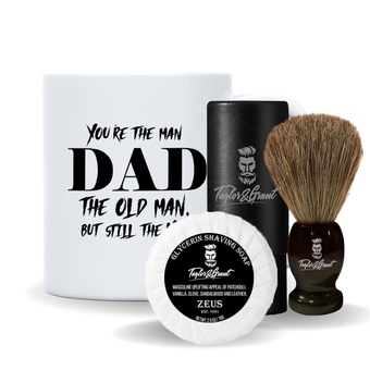 Shaving Kit. Includes a Shaving Brush, Glycerin Shaving Soap Plus a You're the Man Dad, The Old Man But Still The Man Mug from  & . Great Gift for Dad