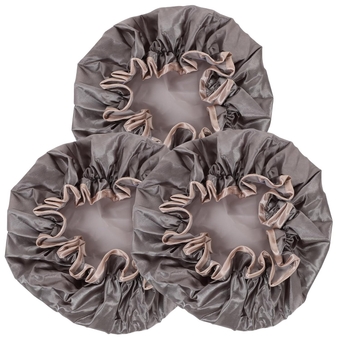 3pcs Double Layer Waterproof Shower Cap Hats for Women Shower Bonnet Two Layer Shower Cap Adjustable Shower Hat Mens Shower Cap Bath Hair Cover Ladies Elastic Headband Polyester