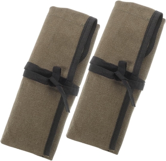 2pcs Roll Canvas Tool Pouch tool roll toolbox multipurpose tool bag Multifunction tool storage pouch canvas bag electrician bag hanging bag wrench storage pouch storage bag canvas
