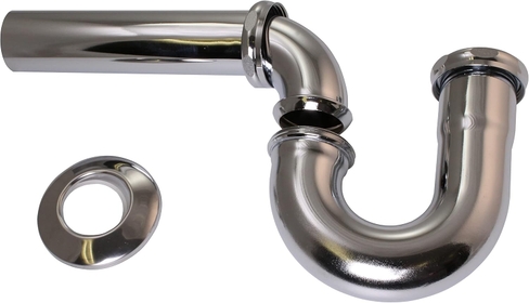 D400G-26 1-1/2 in. Tubular Ground Joint P-Trap with Bell Flange, Polished Chrome