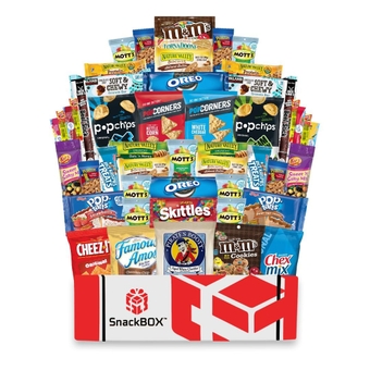 Care Package College Students | Snacks BOX Variety Pack (50 Count) | Great for Final Exams, Graduation, Mothers Day, Date Night, Birthday, Office, Camping, Chips, Military, Basket, Gift Ideas