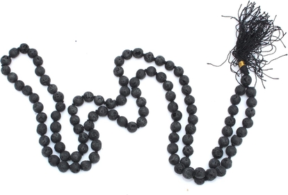Jet Lava Beads 108 Beads Knotted Mala 8 mm Prayer Japa Necklace Gemstone Reiki Healing Crystal Semiprecious Strand Tassel Tibetan Buddhist Wealth IMAGE IS JUST A REFERENCE