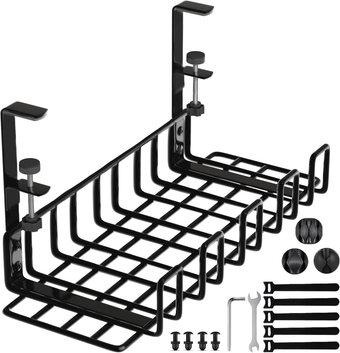 Under Desk Cable Management Tray No Drill, 16'' Cord Organizer Desk, Wire Management, Under Desk Organizer, Standing Desk Accessories, Cable management Under Desk For Home & Office