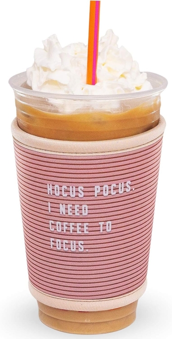 Hot And Iced Coffee Cup Reusable Sleeves Neoprene Insulator with Handle for Cold And Hot Beverage Coozies For Soda, Latte, Tea Coffee Cups – Hocus Pocus (Medium)