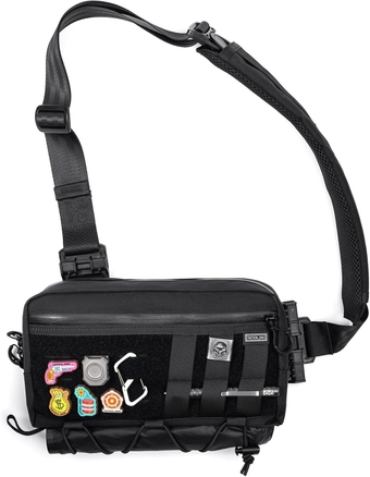 Cache L3 EDC Sling Bag Chest, Lightweight Shoulder Daypack, 500D Nylon, Travel Hiking Concealed Carry, Crossbody Bag, Tactical Backpack, Hiking Ambidextrous Strap Black