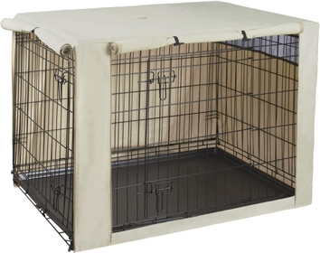 Polyester Dog Crate Cover - Durable Windproof Pet Kennel Cover for Wire Crate Indoor Outdoor Protection (36 inches, Light Tan)