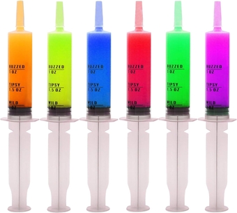 60 PCs 60ml Plastic Syringes, 2 oz Reusable Container Tubes with Caps & Individually Wrapped; Easy-Grip Caps for Halloween Party Favors and Party Supplies