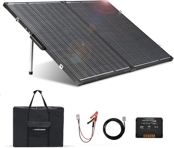 160W Portable Solar Panel - Foldable Solar Suitcase Monocrystalline Lightweight Without Glass, 20A MPPT Controller with USB Output, Built-in Kickstand for 12V Batteries RV Camping Power