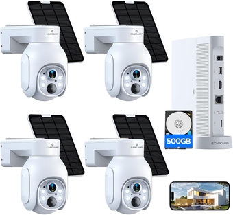 CAMCAMP Solar Wireless Security Camera System, 4MP Home Solar Security Cameras with 10CH 4K NVR & 500GB HDD, No Monthly Fee, 2-Way Audio, Color Night Vision, Motion Record, Outdoor Home Surveillance