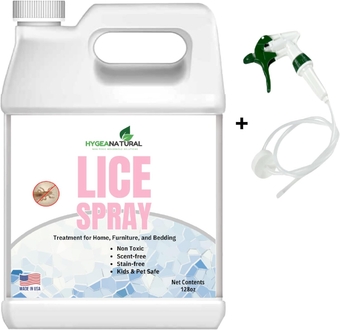 Lice Spray for Home, Furniture, Bedding -  Treatment for Head Lice - Family Friendly and pet Safe - Stain and Scent Free- Gallon Spray