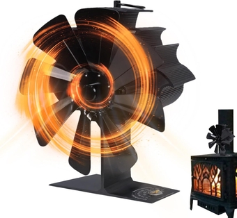 Heat Fan, Heat Fan for Room, Fireplace Heat Blower Fan, Non Electric Stove Fan, Wood Burning Stove Fan Non Electric, 8 Leaves Fireplace Blower Fan Wood Stove Accessories Non Electric Quiet Operation