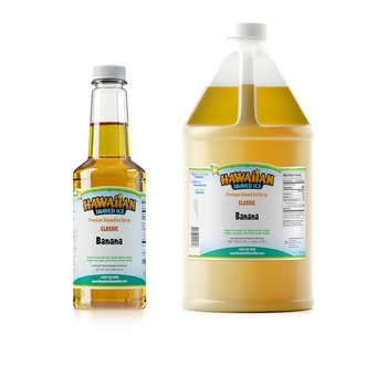 Syrup Pint, Banana Flavor, bundled with    Syrup Gallon, Banana, for slushies, Italian soda, popsicles, & more, no refrigeration needed