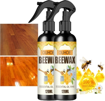 Furniture Polish Beeswax Spray - Natural Micro-Molecularized Beeswax Spray, Wood Cleaner and Polish for Floor Table Chair Cabinet Home Furniture to Shine and Protect (2PCS)