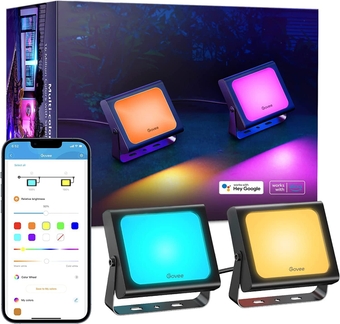 Outdoor Lights, Flood Lights Uplight 2 in 1, LED Landscape Lighting, Patio Lights Low Voltage Landscape Lights, IP65 Pathway Lights with App Control, Garden Yards, Holiday Lights, Wired 2 Pack